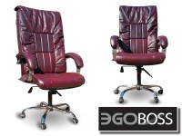 Офисное массажное кресло EGO BOSS EG1001 Maroon в комплектации ELITE натуральная кожа - магазин СпортДоставка. Спортивные товары интернет магазин в Омске 